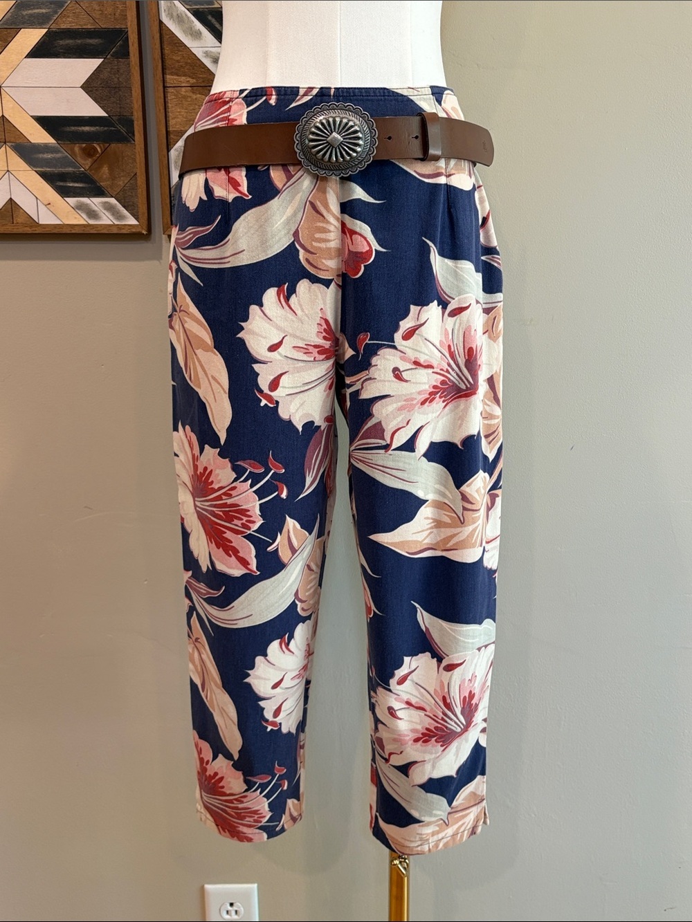 Vintage Ralph Lauren Country Floral Cotton Cottagecore Cropped Pants size 6